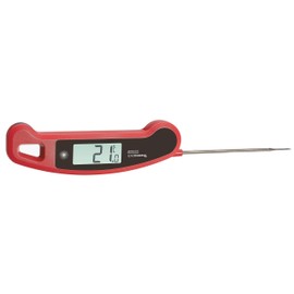 TFA Dostmann BBQ Thermometer Thermo Jack Gourmet, 30.1060.05, digitales Klappthermometer, Edelstahl-Einstichfühler, Profi-Küchenthermometer, hoher Messbereich, für BBQ/Grillen/Braten geeignet, rot