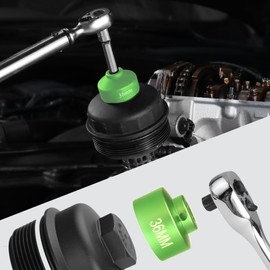 Felisbieti Oil Filter Socket Set, Oil filter Removal Tool. 6 pieces 3/8" Drive, metric size 36mm 32mm 29mm 28mm 27mm 24mm Socket Fuel Filter/Oil Filter Wrench Set