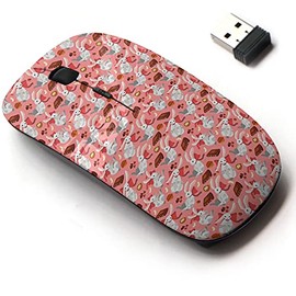 2.4G Wireless Mouse with Cute Pattern Design for All Laptops and Desktops with Nano Receiver - Bunny Nuts Chocolate