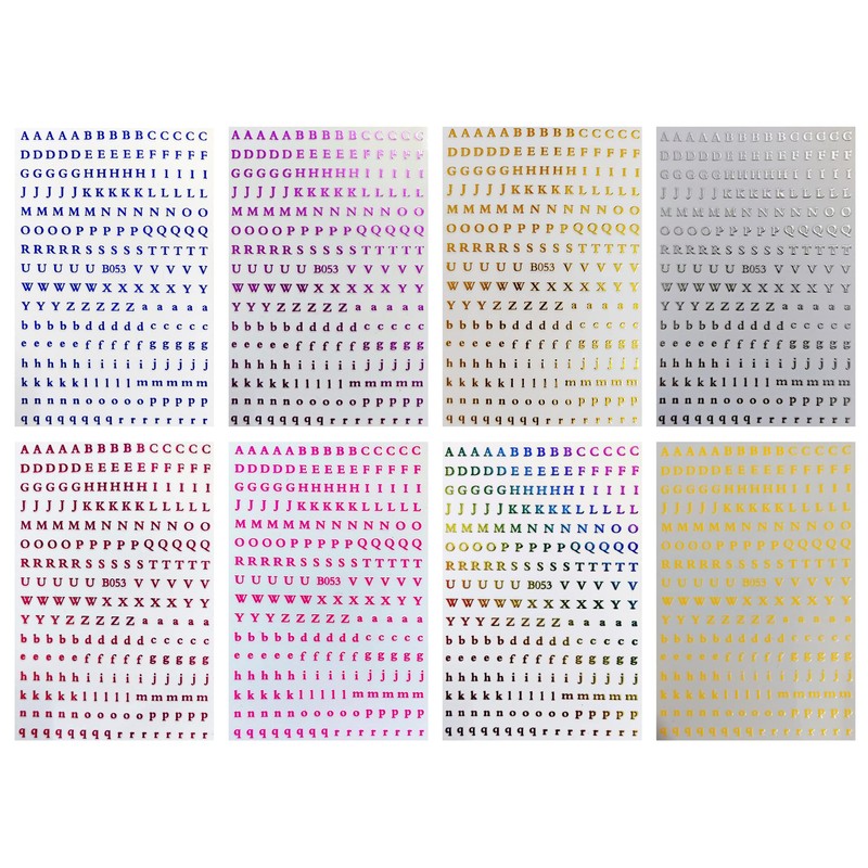 LANODO 8 Pcs Nail Stickers Alphabet 3D English (8 Colors)
