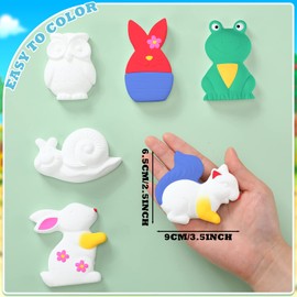 Sinmoe 12 Sets Arts and Crafts Set Painting Kit Unpainted DIY Ceramic Figurines Paint Your Own Figurines with 12 Magnet 2 Brushes and 1 Palette Ceramic Painting Kit for Adults (Animal)