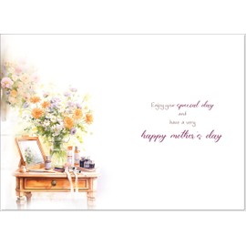 doodlecards Mum Mothers Day Card Dressing Table Bouquet Medium Size with Plain Envelope