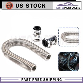 VEHITO 24" Chrome Stainless Steel Radiator Hose Kit, Flexible Radiator Hose Kit