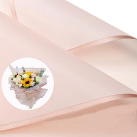 Qopoto 20 Sheets Flower Wrapping Paper, Bouquet Wrapping Paper with Golden Edge, Waterproof floral wrapping paper for Valentine Wedding Birthday day Gift DIY (Pink)