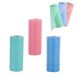 3Rolls Reusable Cleaning Wipes - Household & Kitchen Towels, Cloth, Dishcloth Rags, Washable Paper Towels (150 Pieces)