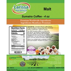 Malt Sumatra Coffee (Gourmet, Naturally Flavored, Whole Coffee Beans) (4 oz, ZIN: 554212) - 2 Pack
