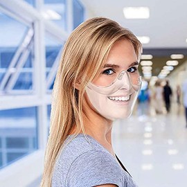 Beiyoyo - Máscara facial transparente duradera, protección facial reutilizable, expresión visible, transpirable y evita la niebla de los anteojos (1 unidad)