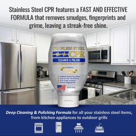 Stainless Steel CPR 18oz- 2-in-1 Kitchen Stainless Steel Cleaner and Polish for Appliances- Cleaner Removes Fingerprints, Water Marks and Grease. Refrigerator Cleaners, Stoves, & Dishwashers
