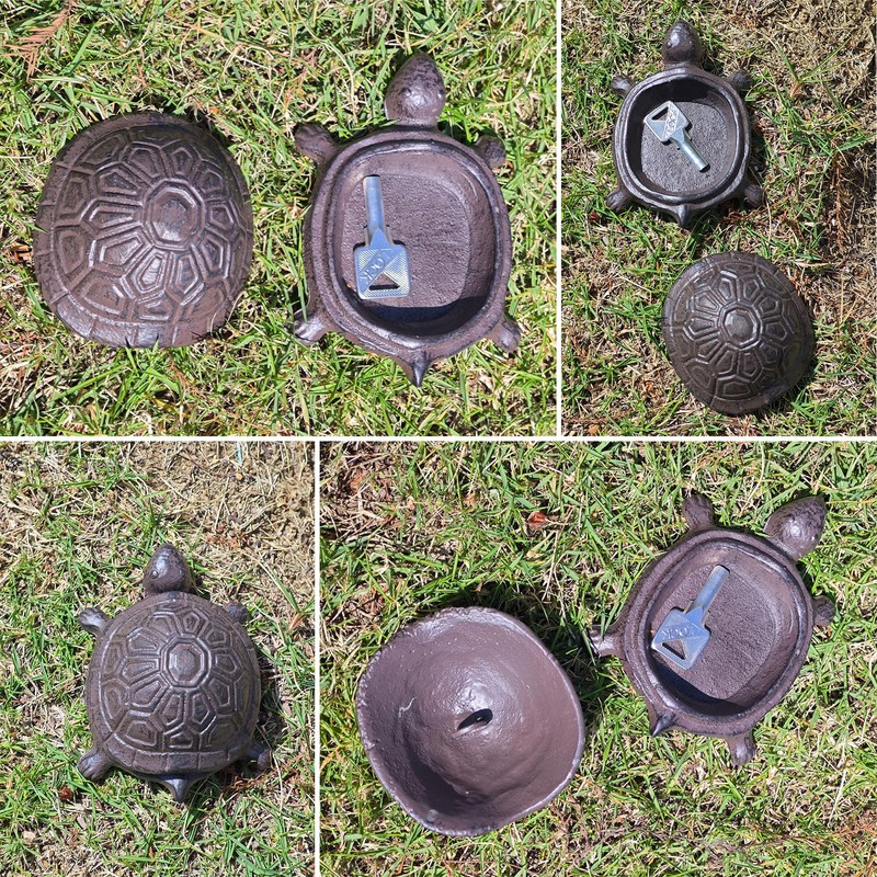 SUYAUU Spare Key Hider Turtle Shape, Brown Cast Iron Turtle