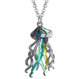 YAYAKO Enamel Shark Necklace Zinc Alloy Pendant Dolphin Whale Octopus Jellyfish Seahorse Summer Gifts for Women Girls Ocean Jewellery, Zinc, No Gemstone