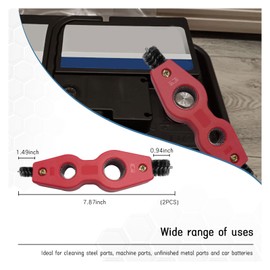 Dickno 2 PCS Car Battery Terminal Cleaning Brush, 4 in 1 Anti-Rust Auto Battery Cleaner with Steel Wire, Universal Vehicle Battery Terminals Machine Parts Cleaning Tool Accessories (Red)