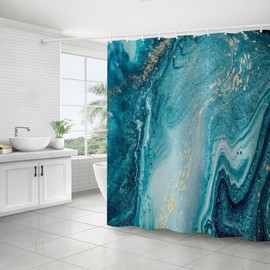 FAIRYGATE B8920 Shower Curtain Marble Bathroom Curtain Shower Curtain 180 x 180 cm Vintage Bath Curtain Washable Shower Curtains Polyester Textile Waterproof Bath Curtain for Bath with 12 Hooks