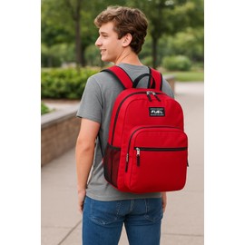 FUEL Classic Vintage Backpack for Men & Women for Travel, Office, Commuting, Sports, and Classroom - Red