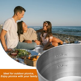 mizikuu Camping Pot, 1.5 L Large Capacity Bento Pot Camping Tableware with Lid and Handle Stainless Steel Camping Cookware Pot Camping Hiking Picnic Fishing