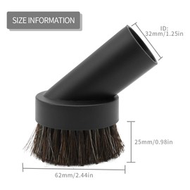 GTHER Vacuum Brush Attachment, Round Dust Vacuum Horse Hair Cleaner Replacement Brush 1 1/4" 1.25" 32mm for Vacuuming Sofas and Baseboards, Black