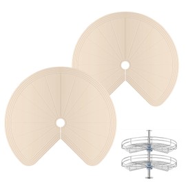 2 PCS Lazy Susan Shelf Liner,Silicone Waterproof Shelf Cabinet Liner,Non Slip Heat Resistant Lazy Susan Liners for Kitchen Cabinet(Khaki,26 Inch)