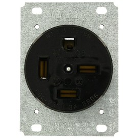 Leviton 8460 60 Amp, 250 Volt, Flush Mounting Receptacle, Straight Blade, Industrial Grade, Grounding, Black