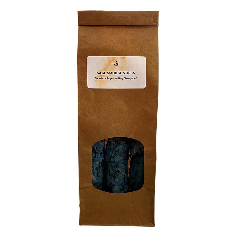 3x Nag Champa White Sage 4" Smudge Sticks