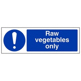 V Safety Raw Vegetables Magnetic Safety Sign, 300 mm x 100 mm