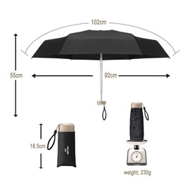 Jzhen Mini Umbrella, Pocket Umbrella, Windproof Sun Protection, Travel Umbrella, Outdoor UV Folding Umbrella, Lightweight & Compact (Black), black
