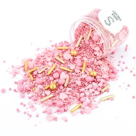 Super Streusel Rosa Lieblingsding Sprinkles Heart Sprinkles Mix 90 g | Pink Confetti Decoration Edible | Edible Decoration Sprinkles Pink Gold | No AO Dyes | All Ingredients from the EU (90 g)