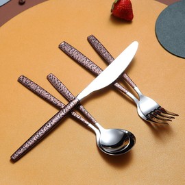 Berglander Silverware Set 20 Pieces With Moon Surface Handle And Shiny Mouth, Stainless Steel Modern Flatware Set Utensils Set Cutlery Set Service For 4