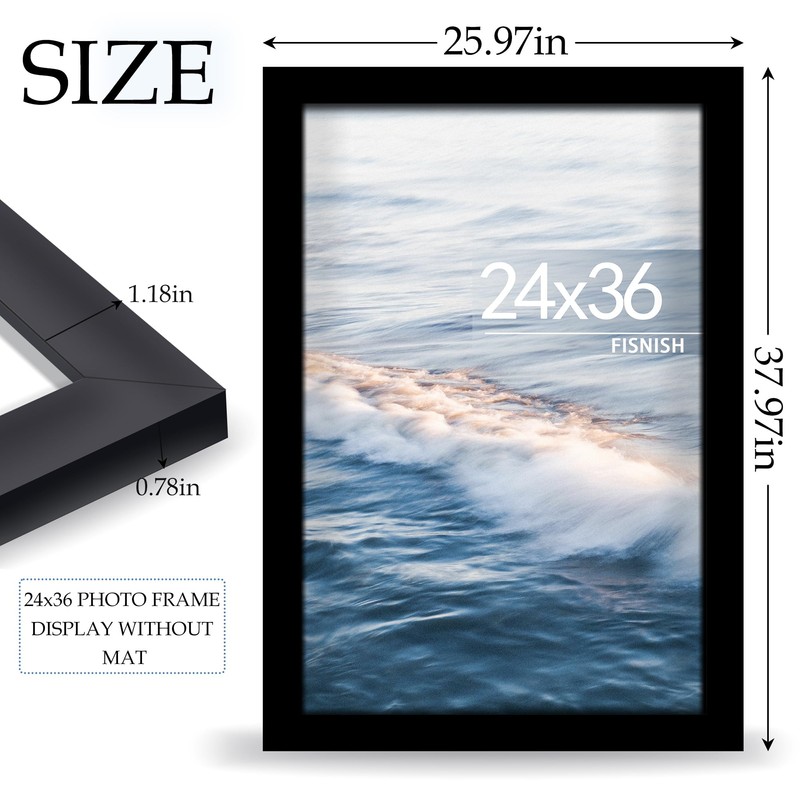 Fisnish 24x36 Poster Frame Black, Poster Frames 24 x 36