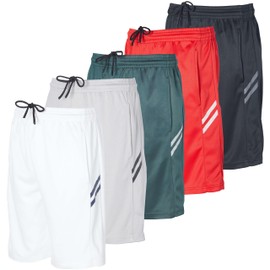 5 Pack Boys Shorts Baseball Kids Athletic Basketball Soccer Girls Summer Running Activewear Lacrosse Teen Mesh Ropa Niño Track, 12-14