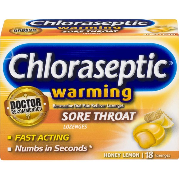 Chloraseptic Sore Throat Lozenges, Warming Honey Lemon, 18 Lozenges