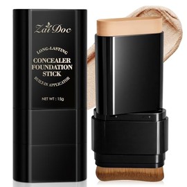 Base correctora en barra, base y corrector 2 en 1 de larga duración con brocha, cobertura completa cremosa para ojeras e imperfecciones, oliva hidrata