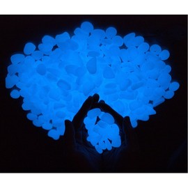 TR318 Glow in The Dark Garden Pebbles Stone for Walkway Yard and Decor DIY Decorative Gravel Stones in Blue (460PCS)