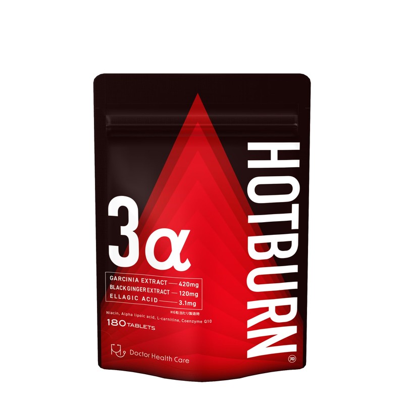 ホットバーン ガルシニア 420mg ブラックジンジャー 120mg エラグ酸 3.1mg ダイエットサプリ HOTBURN 180錠
