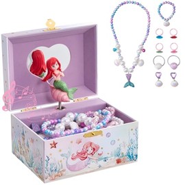 ProCase Joyero musical de sirena para niñas, sirena (caja con joyería)