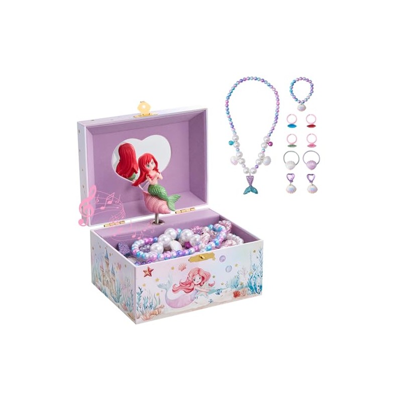 ProCase Joyero musical de sirena para niñas, sirena (caja con