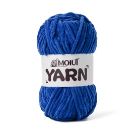 Fluffy Chenille Yarn for Crocheting, Chunky Velvet Yarns for Crochet Amigurumi, Baby Yarn for Crocheting Soft Blanket, 87.4yds /3.5 oz Bulky Yarns for Crafts/Hats/Shoes/Socks (Sapphire Blue)