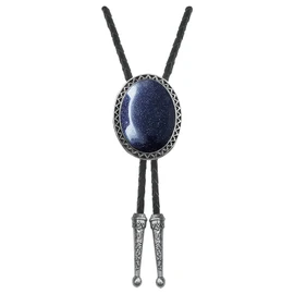 QUKE Stone Bolo Tie Native Western Cowboy Genunie - Corbata de piel para hombres y mujeres, Azul oscuro, Overall