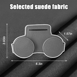 FALVFUN Car Sunglasses Holder, Leather Magnetic Vehicle Sun Visor Eyeglasses Double Hanger Clip, Automotive Glasses Organizer with Ticket Card Storage Pocket, Universal for SUV RV Truck (Gray)