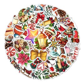 108PCS Christmas Stickers Pack, Waterproof Vinyl Holiday Stickers for Kids Teens Adults, Cute Xmas Decals for Water Bottles Laptop Scrapbook Gifts Decorations