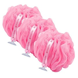 Bodylife Exfoliating Bath & Shower Body Puff/Scrunchie/Buffer Flamingo Pink 55g Triple Pack