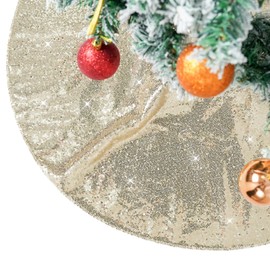 Christmas Tree Skirt 36" Round Sparkly Light Gold Sequin Tree Skirt Ornaments Xmas New Years Party Decorations
