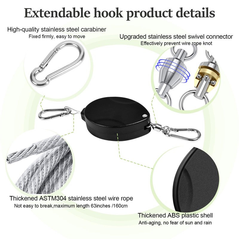 ZUZUAN 2Pcs Upgraded Heavy Duty Retractable Plant Hanger,Plant Pulleys for