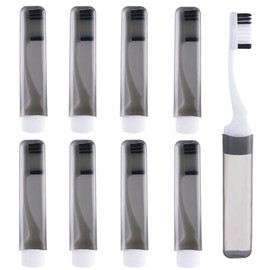 Juego de 8 cepillos de dientes plegables de viaje con estuche, cerdas suaves, mini cepillo de dientes plegable portátil compacto y portátil, artículos de tocador pequeños envueltos
