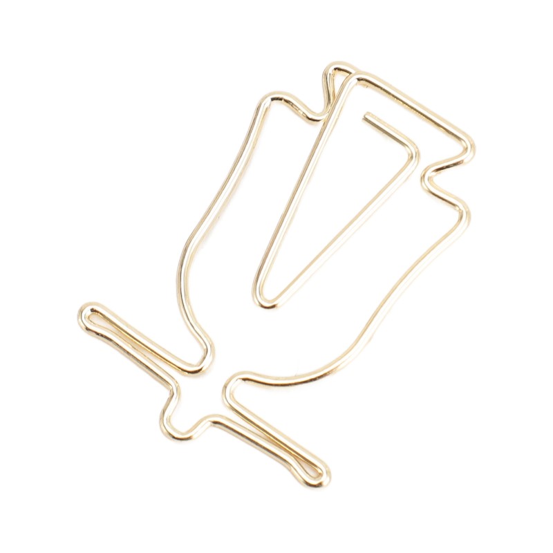 100Pcs Gold Paper Clips Cute Shape Stainless Steel Multifunction Metal