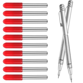 Prasacco 2 Pcs Tungsten Carbide Scriber with Magnet, Etching Pen with Extra 10 Replacement Marking Tip, Metal Scribe Pen Engraving Pen for Metal, Wood, Glass and Plastic Scribing Tool Machinist Tools