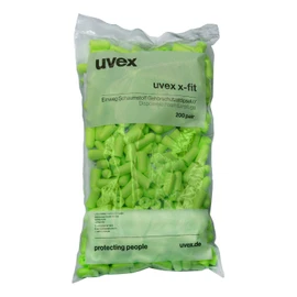 Uvex 2112 003 X-Fit ergonomically shaped yellow foam ear plugs, REFILL PACK of 200