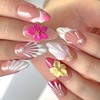 Uñas postizas de almendra medianas hechas a mano, diseño artístico,