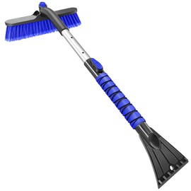 HEEYA Car Scraper with 12.6 Inch Large Brush Head, Extendable Snow Scraper for Windshield Window, Snow Brush and Ice Scraper for SUV Truck Automobile Vehicle - Blue