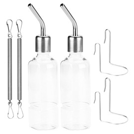 ibasenice Bebedero Colgante para Ardillas y Conejos Bebés, Botella de Agua de 350Ml Antigoteo Ganchos para Jaula, Plástico Ecológico y Acero Inoxidable, Adecuado para Transporte, 2 Piezas