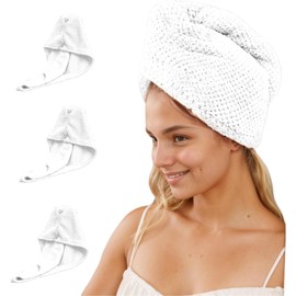 Toalla de microfibra absorbente para el cabello, 3 toallas de secado rápido, cabello de secado rápido, envoltura de cabello con turbante, suave y ligera, adecuada para todo tipo de cabello,