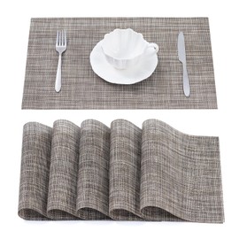 Washable Place Mats - PVC Placemats, Non-Slip and Washable - Place Mats - Table Mat, Place Mat, Table Mats for Dining Room, Kitchen and Restaurant (Brown Mix, Set of 6)
